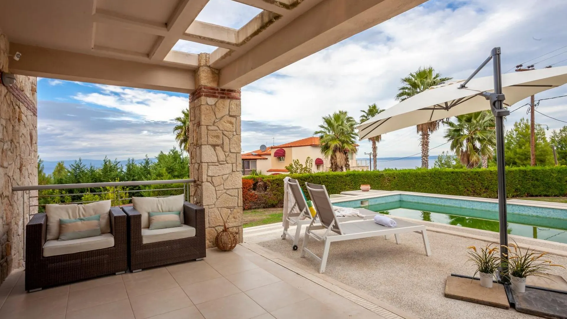 Perfect View Villa Deny With 6 Bedrooms And Heated Pool Hanioti 0*,